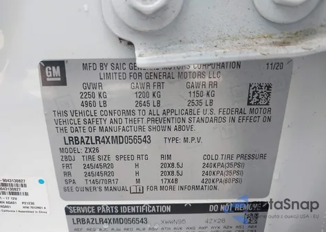 2021 Buick Envision Fwd Preferred z USA, uszkodzony, nr VIN LRBAZLR4XMD056543